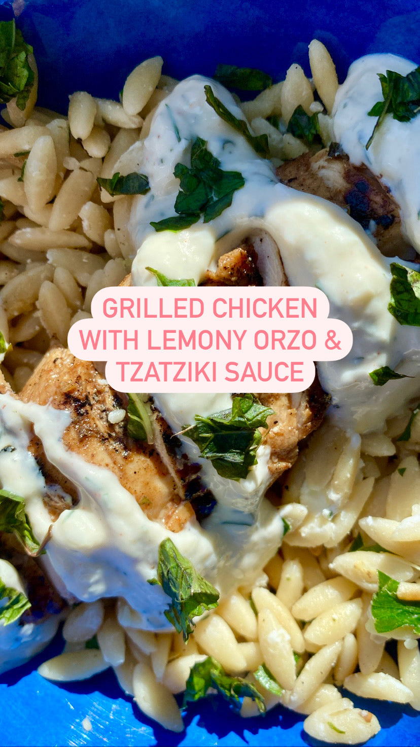 Grilled Chicken with Lemon Orzo – Let's Love to Cook
